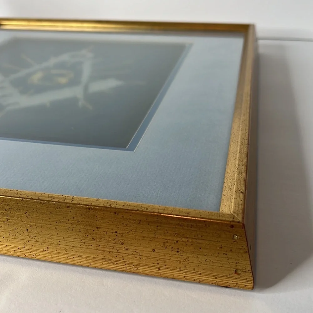 Vintage Masonic Lodge Cross Stitch Gold Framed Matted‎ Handmade Needlework